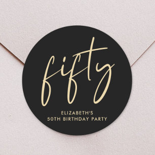Sticker Rond Chic Black Gold 50th Birthday Party