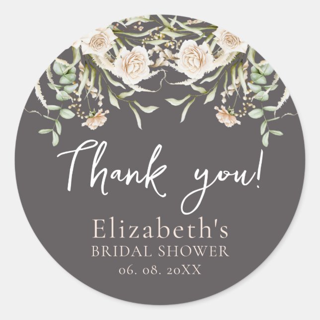Sticker Rond Chic Blossom Boho Bridal Shower (Devant)