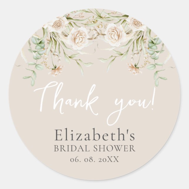 Sticker Rond Chic Blossom Boho Bridal Shower (Devant)