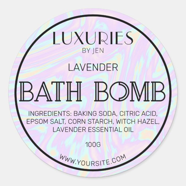 Sticker Rond Chic Bold Moderne Holographique Spa de bain Étique (Devant)