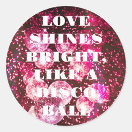 Sticker Rond Chic Bold Parties scintillant rose Rétro Boules Di