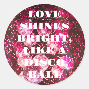 Sticker Rond Chic Bold Parties scintillant rose Rétro Boules Di