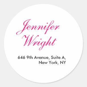 Sticker Rond Chic calligraphie minimaliste adresse de nom perso
