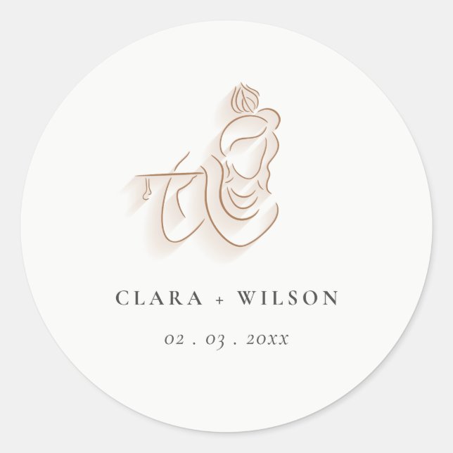 Sticker Rond Chic Classy Minimal or Krishna Mariage indien (Devant)
