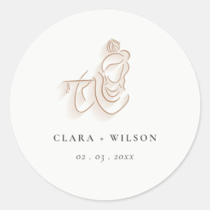 Sticker Rond Chic Classy Minimal or Krishna Mariage indien