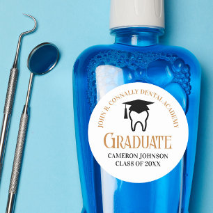 Sticker Rond Chic Dental School Custom Dentist Gradust Party