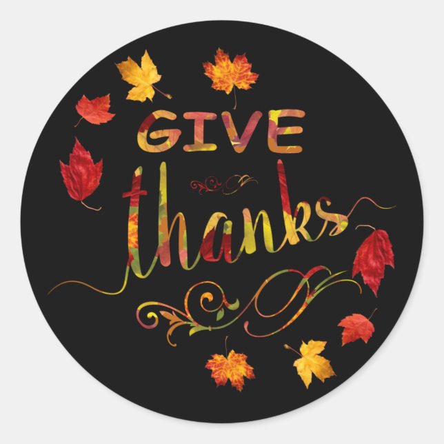 Sticker Rond Chic Donner Merci Automne Rustique Thanksgiving Mo (Devant)