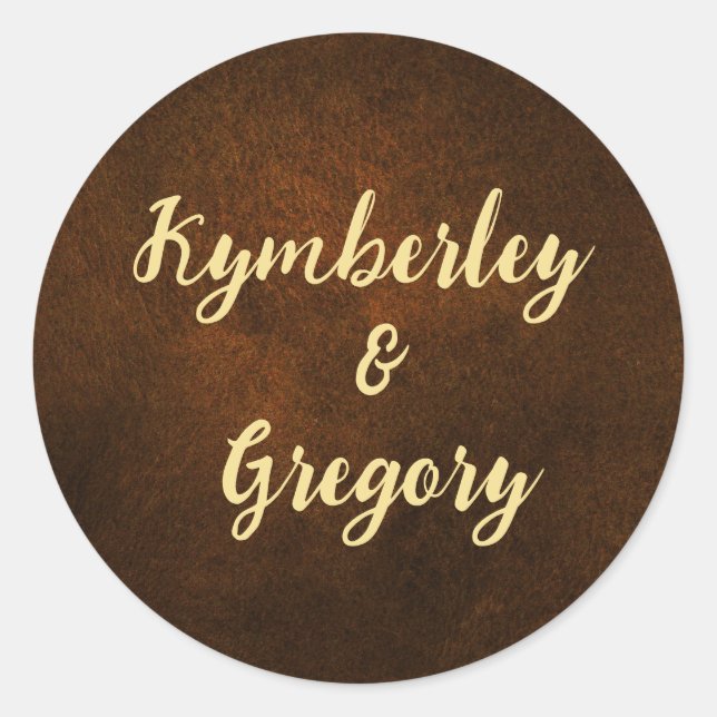 Sticker Rond Chic Elegant Brown foncé texturé or Accent (Devant)