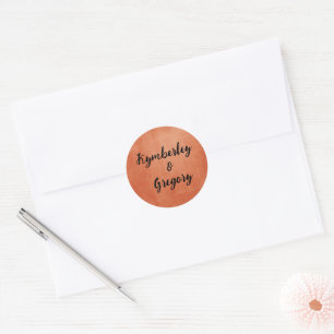 Sticker Rond Chic Elegant Burnt Orange Noir Nom