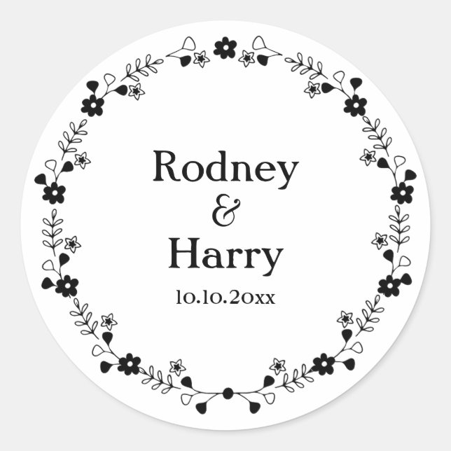 Sticker Rond Chic Elegant Fleur sauvage Fiançailles Mariage de  (Devant)