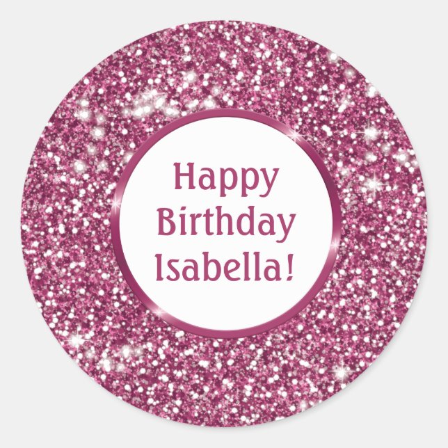 Sticker Rond Chic Faux Parties scintillant rose Look Personnali (Devant)