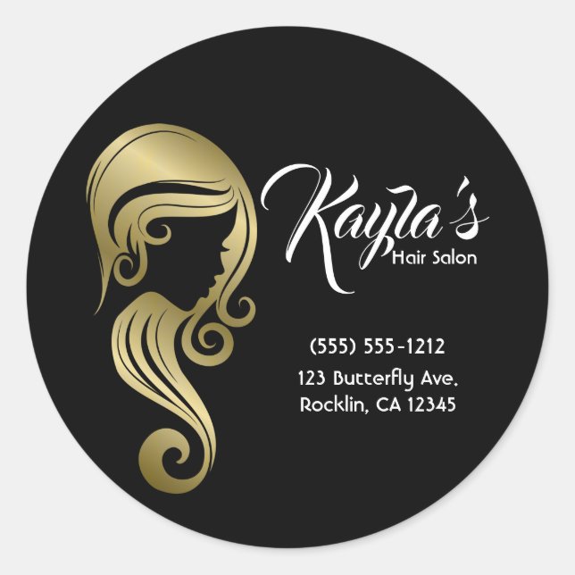 Sticker Rond Chic Gold Glam Beauté Fille Coiffure & maquillage  (Devant)