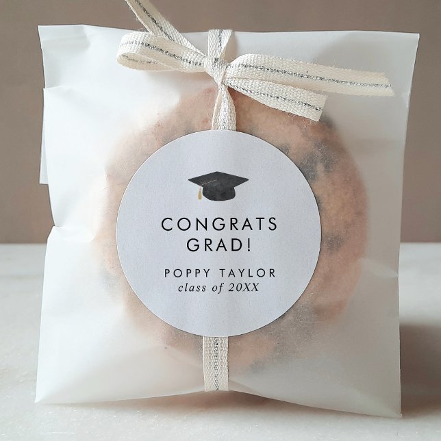 Sticker Rond Chic Grad Casquette Congrats Grad Grad Grad Sticke (Créateur téléchargé)