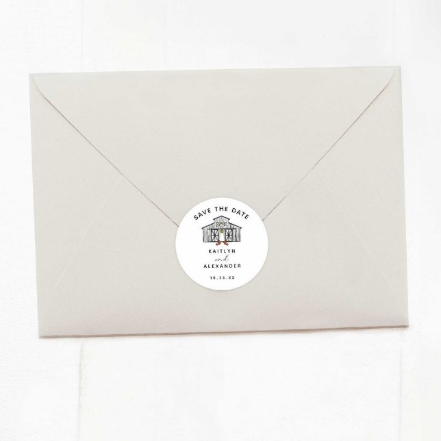 Sticker Rond Chic Grange Enregistrer la date (Créateur téléchargé)