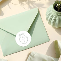 Chic Green Hand Draw Bow & Ribbon Monogram Crest
