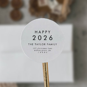 Sticker Rond Chic Happy 2025 Nouvelle année Retour Adresse Enve