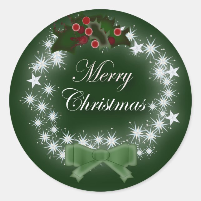 Sticker Rond Chic Happy Holiday couronne moderne de noël (Devant)