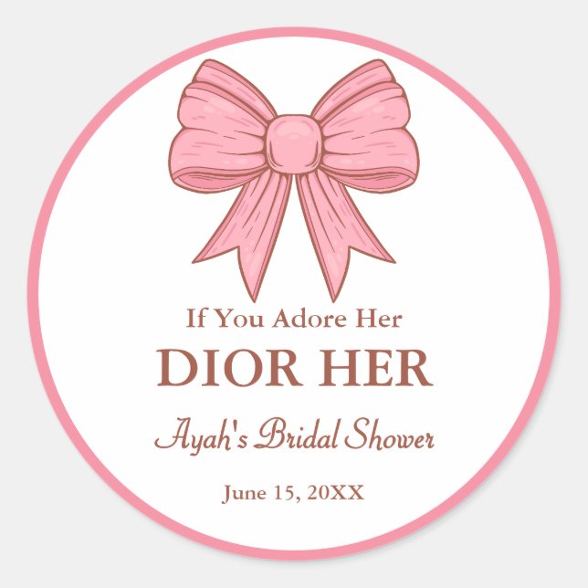 Sticker Rond Chic High End Parfum Thème Pink Bow Party Favorise (Devant)