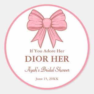 Sticker Rond Chic High End Parfum Thème Pink Bow Party Favorise