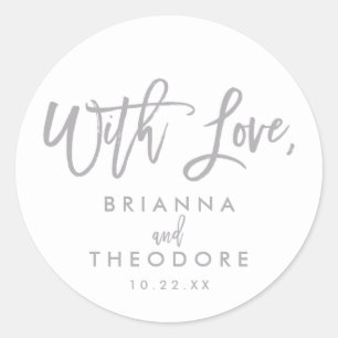 Sticker Rond Chic Mariage Lettré À La Main Avec Amour Favor Éti