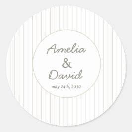 Sticker Rond Chic Minimalist Stripe Green Wedding 