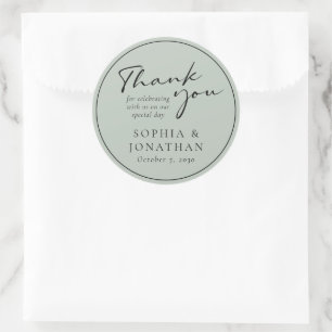 Sticker Rond Chic Moderne Calligraphie Mariage Favoriser Merci