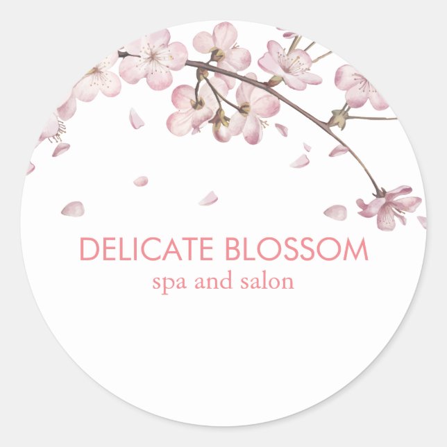 Sticker Rond Chic Moderne Delicate Fleur Rose (Devant)