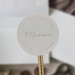 Sticker Rond Chic moderne | Gold Family Circulaire Adresse de r