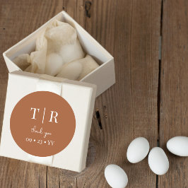 Sticker Rond Chic Monogramme Mariage en terre cuite Merci