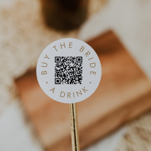 Sticker Rond Chic Or Achète à la mariée un verre QR Code Circul