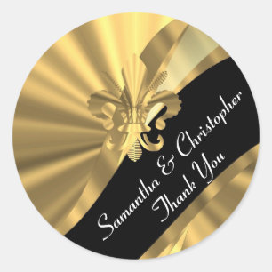 Sticker Rond Chic or et noir mariage sceau