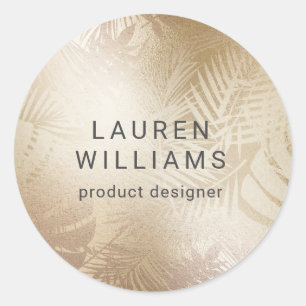 Sticker Rond chic or fausse feuille élégant monogramme