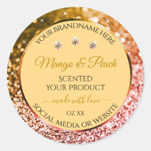 Sticker Rond Chic Peach Gold Parties scintillant Produit Étique