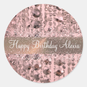 Sticker Rond Chic Rose Blush perles à cordes Classique