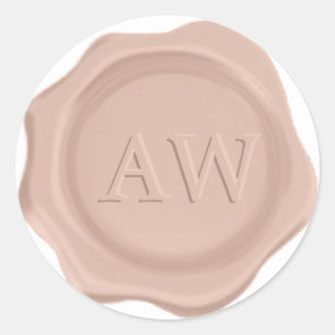 Sticker Rond Chic Rose or Monogramme Mariage sceau de cire