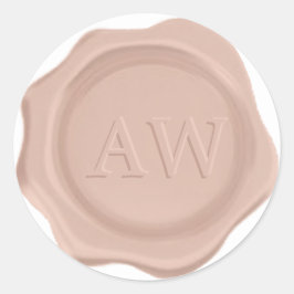 Sticker Rond Chic Rose or Monogramme Mariage sceau de cire