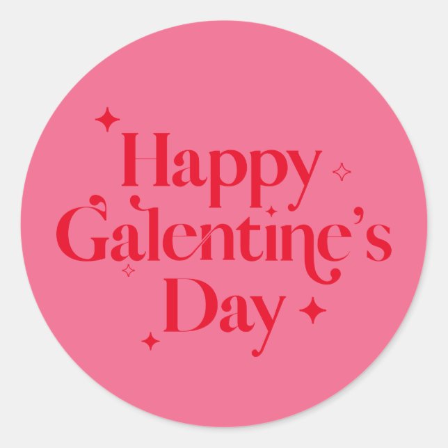 Sticker Rond Chic rose rouge étincelle Joyeux Jour des Galentin (Devant)