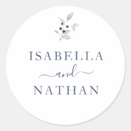 Sticker Rond Chic Sage Marine Aquarelle Botanique Mariage Seal