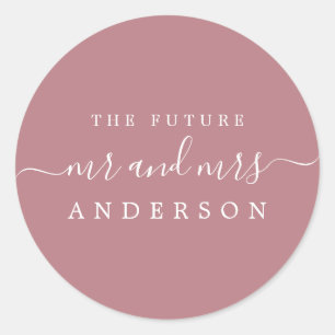 Sticker Rond Chic Script Future M. Mme Dusty Rose Mariage