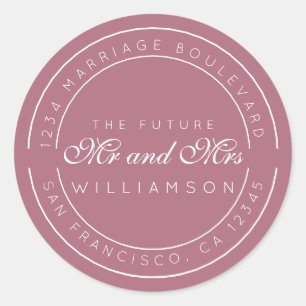 Sticker Rond Chic Script Future M. Mme Mariage Adresse de retou