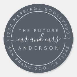 Sticker Rond Chic Script Future M. Mme Mariage Adresse de retou