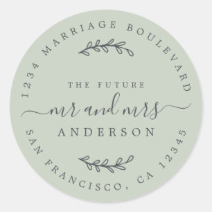 Sticker Rond Chic Script Future M. Mme Mariage Adresse de retou