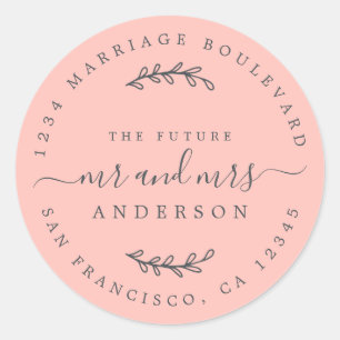 Sticker Rond Chic Script Future M. Mme Mariage Adresse de retou