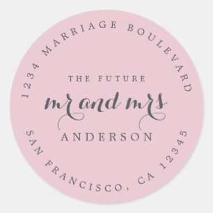 Sticker Rond Chic Script Future M. Mme Mariage Adresse de retou