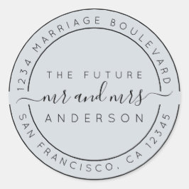 Sticker Rond Chic Script Future M. Mme Mariage Adresse de retou