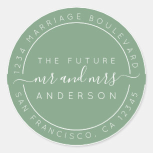 Sticker Rond Chic Script Future M. Mme Mariage Adresse de retou