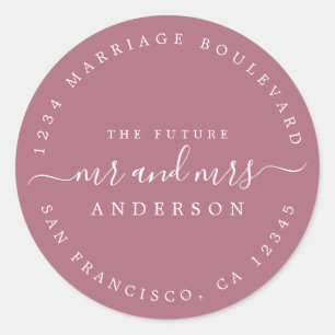 Sticker Rond Chic Script Future M. Mme Mariage Adresse de retou
