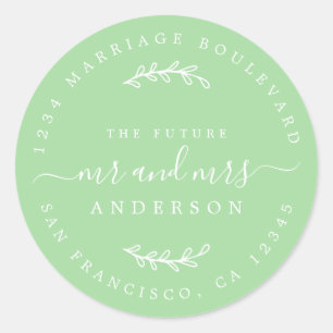 Sticker Rond Chic Script Future M. Mme Mariage Adresse de retou