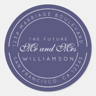 Sticker Rond Chic Script Future M. Mme Mariage Adresse de retou