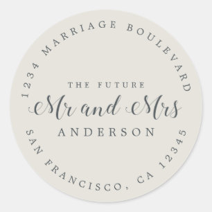 Sticker Rond Chic Script Future M. Mme Mariage Adresse de retou